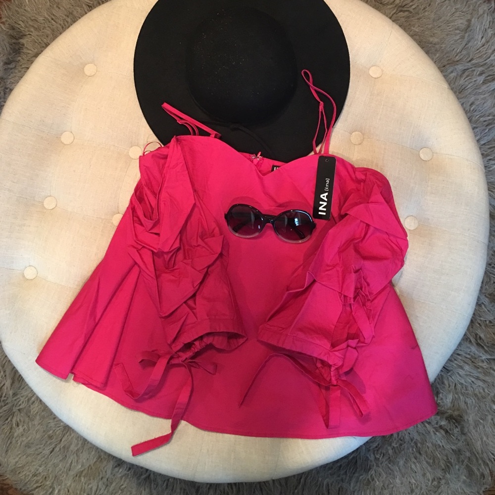 Fuchsia Cold Shoulder Trapeze-style INA Top sz Med